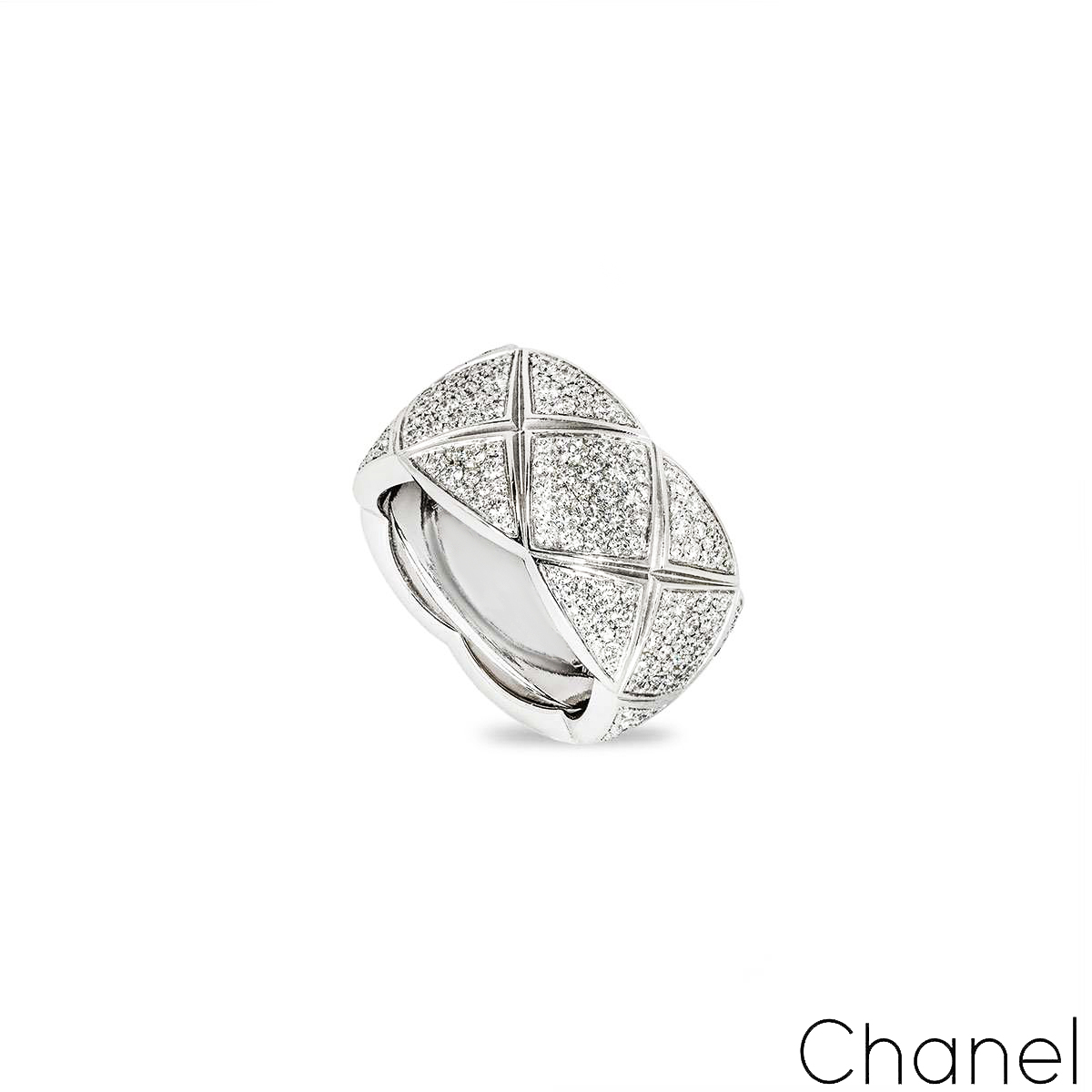 Chanel White Gold Diamond Coco Crush Ring Size 51 J10955 Chanel White Gold Diamond Coco Crush Ring Size 51 J10955